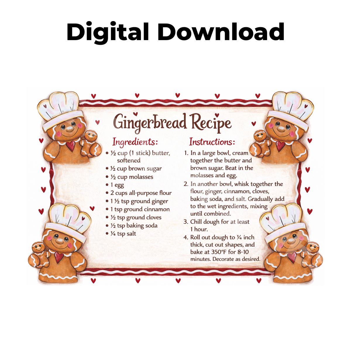 Gingerbread Recipe Card