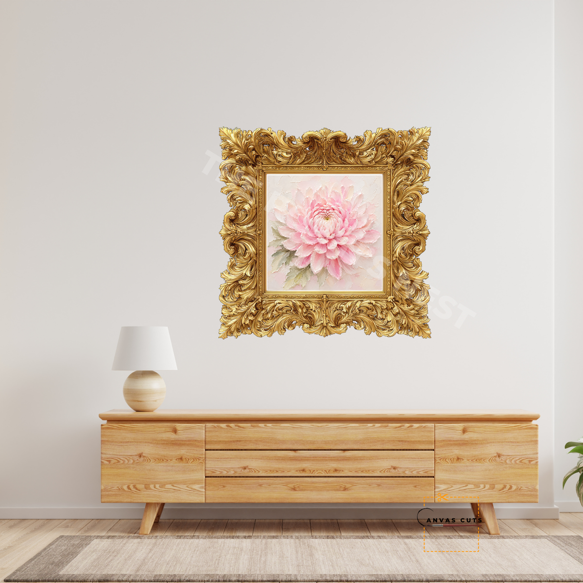 Pink Chrysanthemum Canvas Cut | Textured Floral Fine Art Print