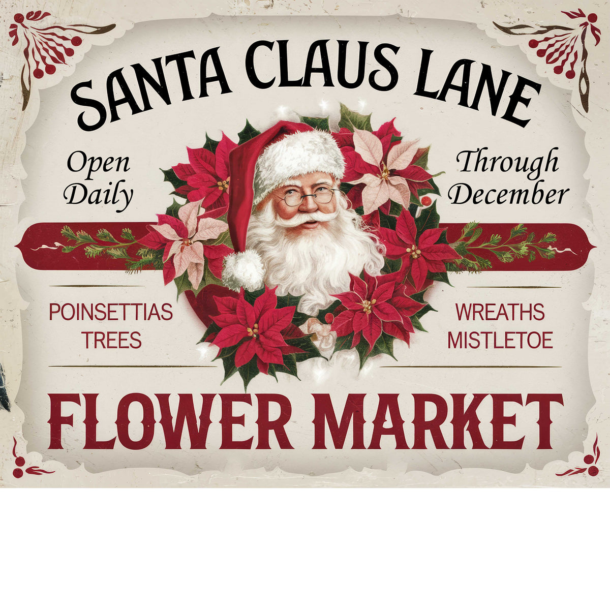 Santa Claus Lane Flower Market Canvas