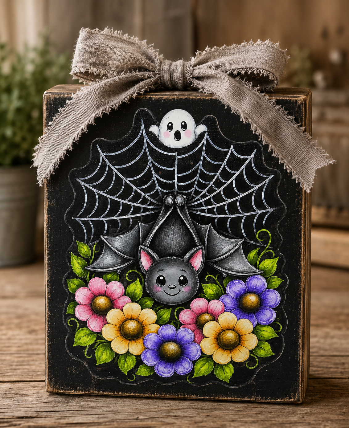 Cute Halloween Bat Canvas | Halloween Wall Decor DIY Canvas