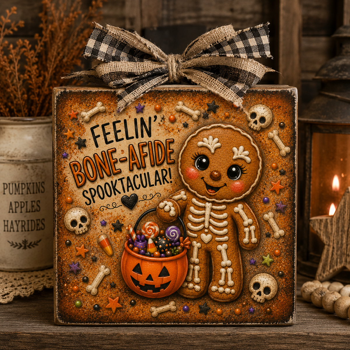 Skeleton Gingerbread Halloween DIY Canvas Panel for Crafting