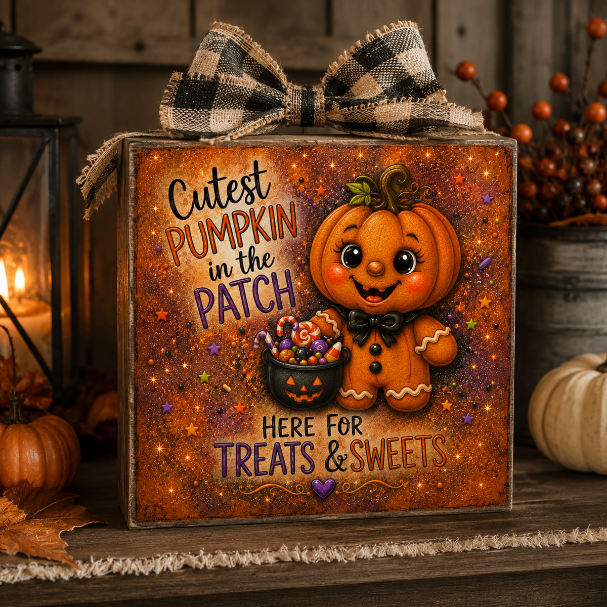 Pumpkin Head Gingerbread Halloween DIY Canvas Panel for Crafting