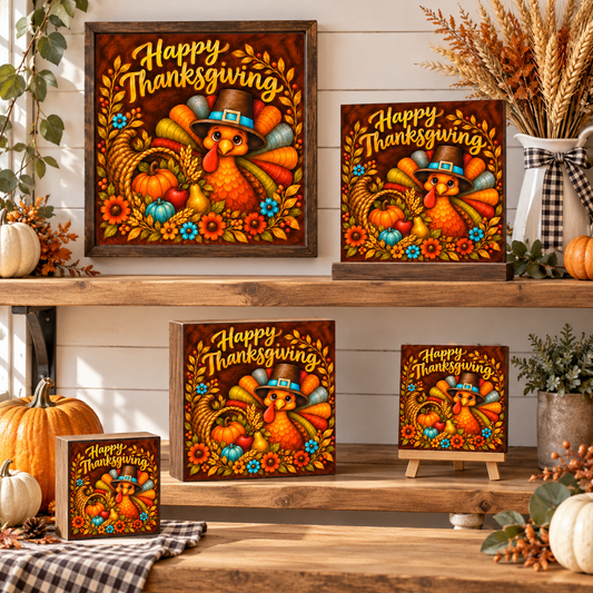 Happy Thanksgiving Turkey – Square DIY Canvas Print.