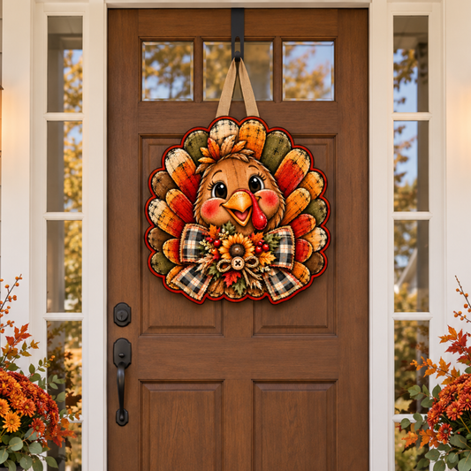 Thanksgiving Turkey Door Hanger Canvas Cut - 16" Fall Canvas for DIY Door Hanger