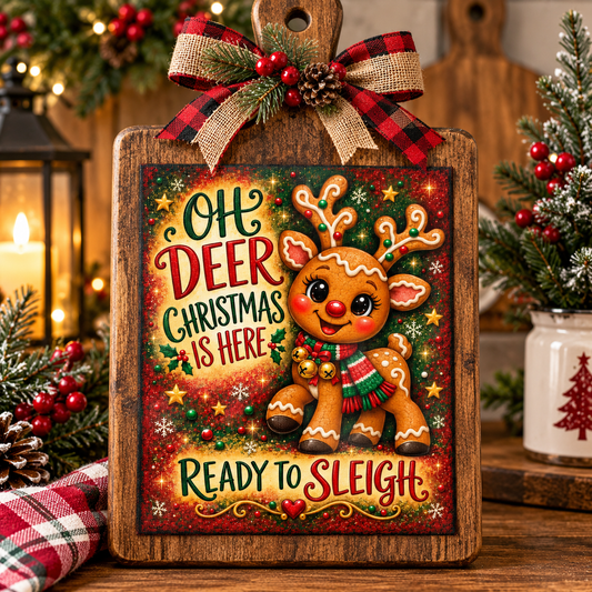Christmas Gingerbread Reindeer - Fine Art Canvas - Frame or DIY Project