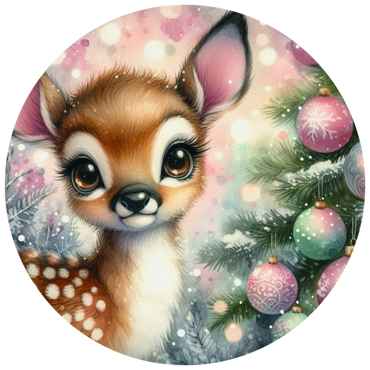 Round Reindeer Canvas Art perfect for Holiday Decor, High Quality Fine Art Canvas Print