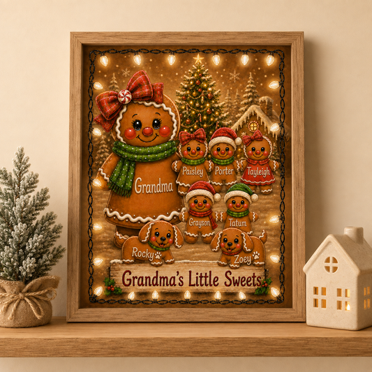 Personalized Christmas Gingerbread Family Canvas Cut – 8.5" × 11"
