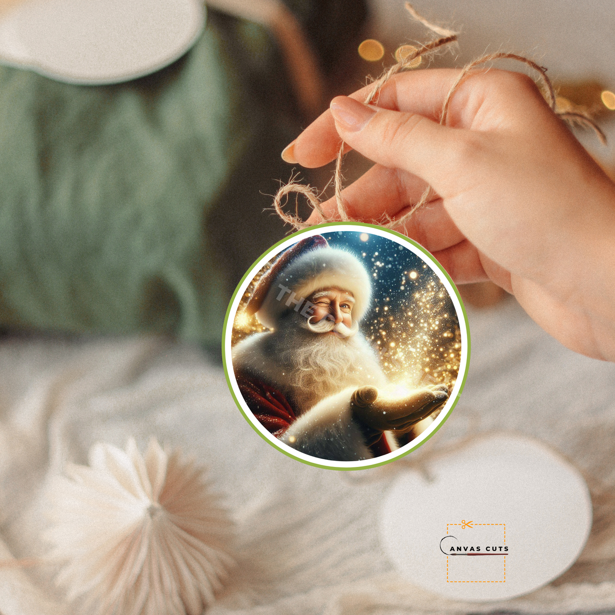 Santa Surrounded by Magic Holding Holiday Wonder