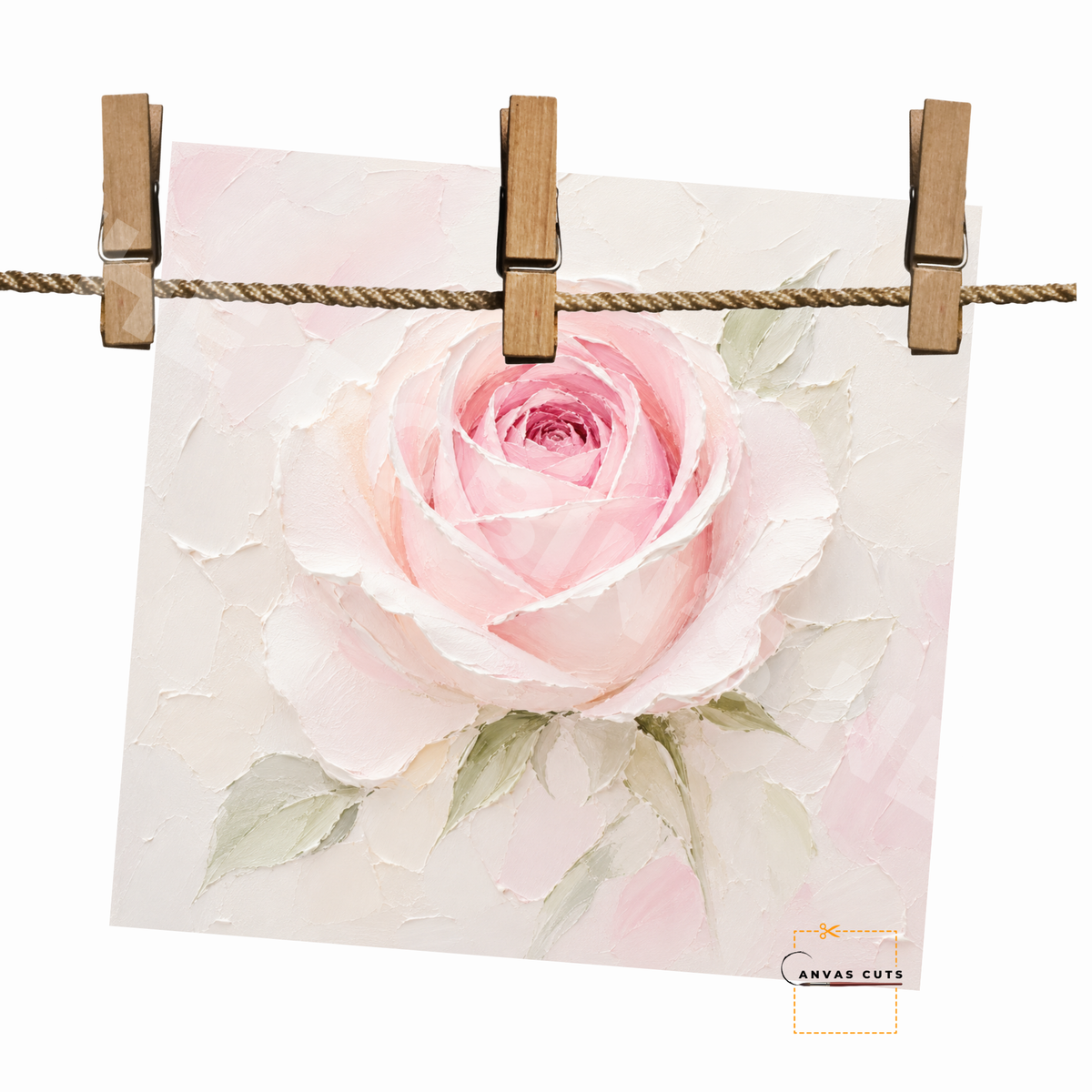 Blush Pink Rose Canvas Cut | Textured Floral Fine Art Print