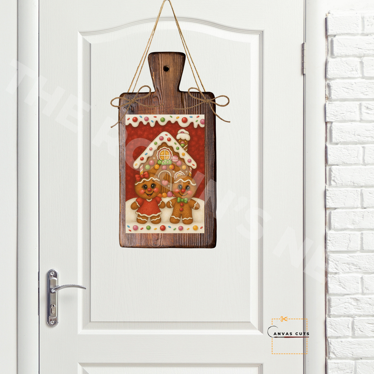 Gingerbread House with Candy Cuties – DIY Christmas Canvas for Sweet Holiday Door Hangers & Gifts