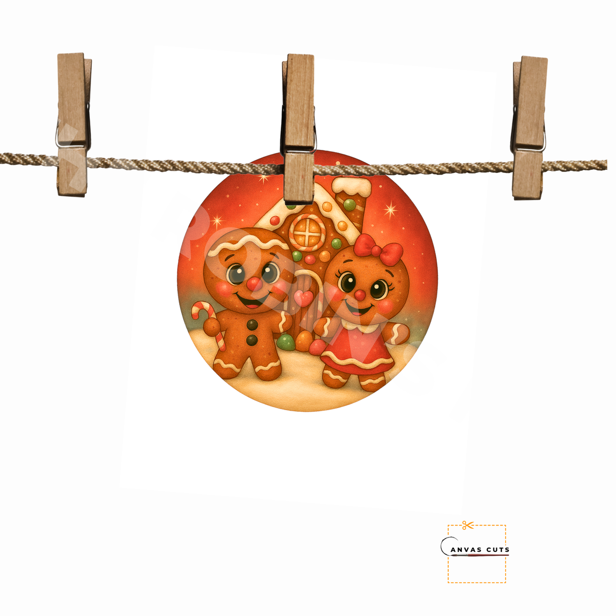 Circle Gingerbread House Red with Candy Cuties – DIY Christmas Canvas for Sweet Holiday Door Hangers & Gifts