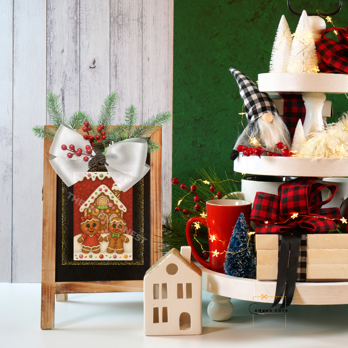 Gingerbread House with Candy Cuties – DIY Christmas Canvas for Sweet Holiday Door Hangers & Gifts