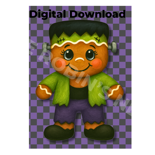 Cute Gingerbread Frankenstein Digital Download | Printable PDF & PNG Craft Files