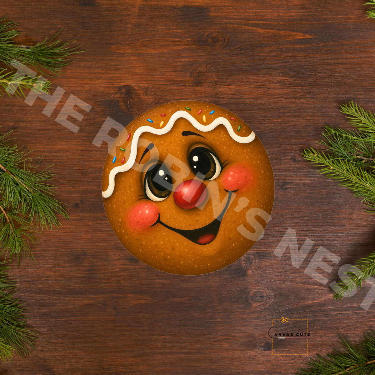 Gingerbread Face  Canvas – Holiday Crafting Canvas for Door Hangers, Wreaths & Signs