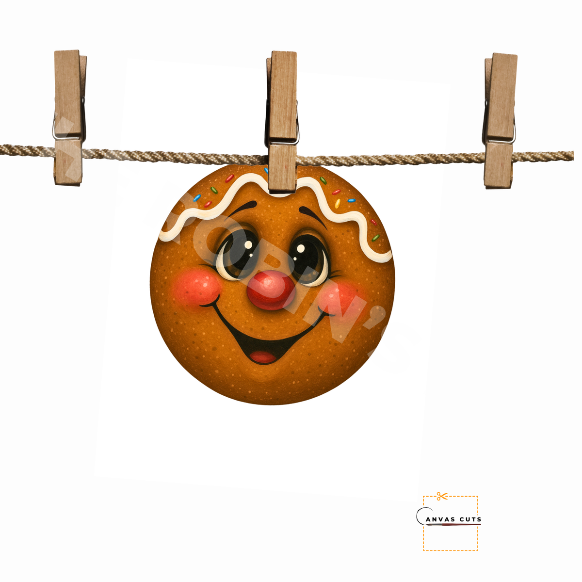 Gingerbread Face  Canvas – Holiday Crafting Canvas for Door Hangers, Wreaths & Signs