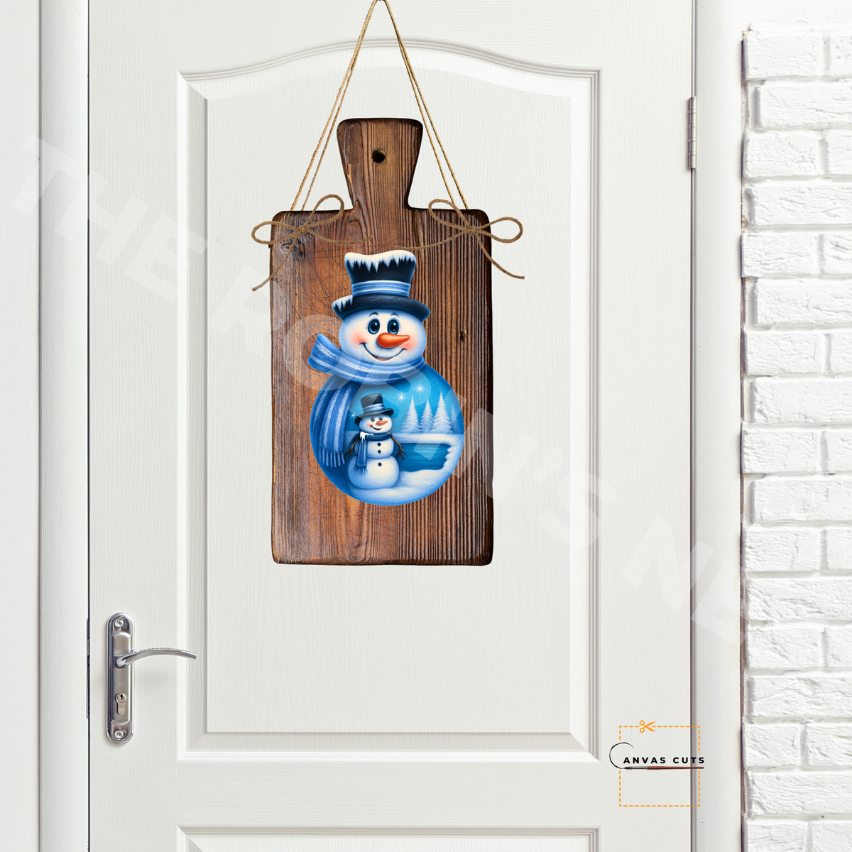 Snowman with Snowman in His Belly Personalizeable Printed Fine Art Canvas for DIY Crafting, Home Décor & Craft Shows