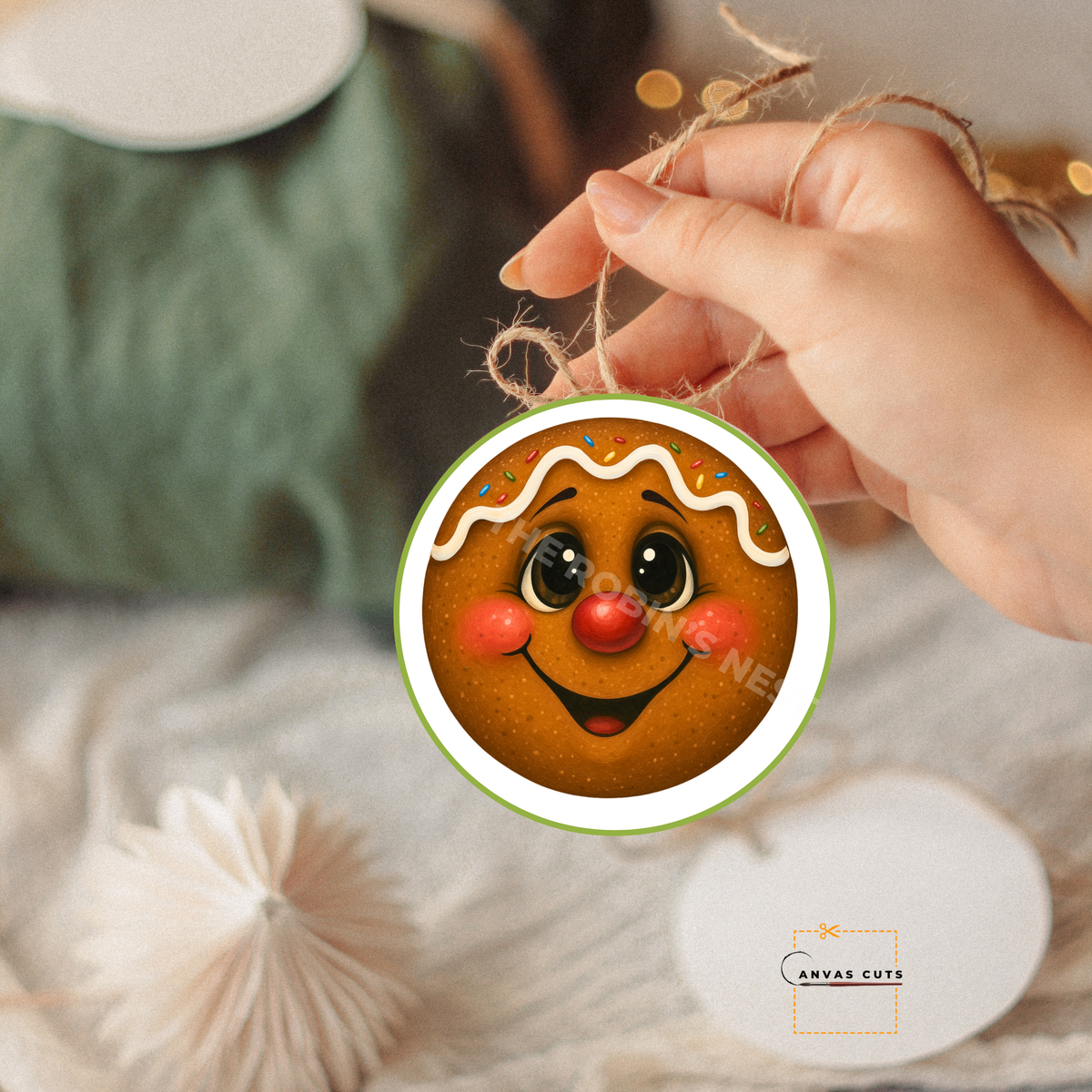Gingerbread Face  Canvas – Holiday Crafting Canvas for Door Hangers, Wreaths & Signs