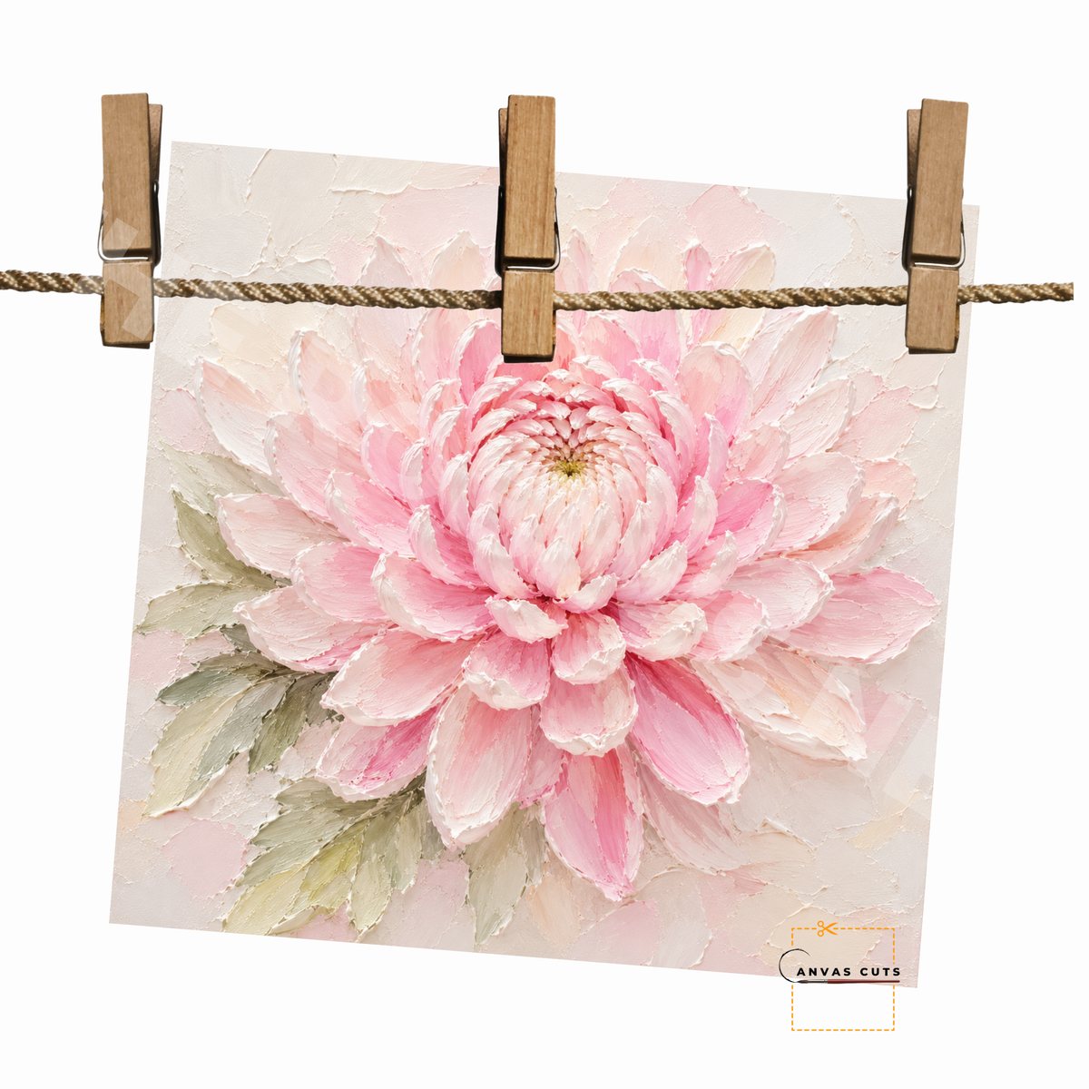 Pink Chrysanthemum Canvas Cut | Textured Floral Fine Art Print
