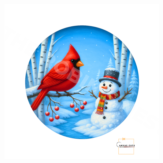 Snowman and Cardinal – Winter Crafting Canvas for Door Hangers, Wreaths & Christmas Signs