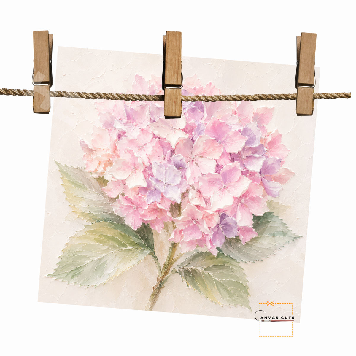 Pink Hydrangea Canvas Cut | Textured Floral Fine Art Print