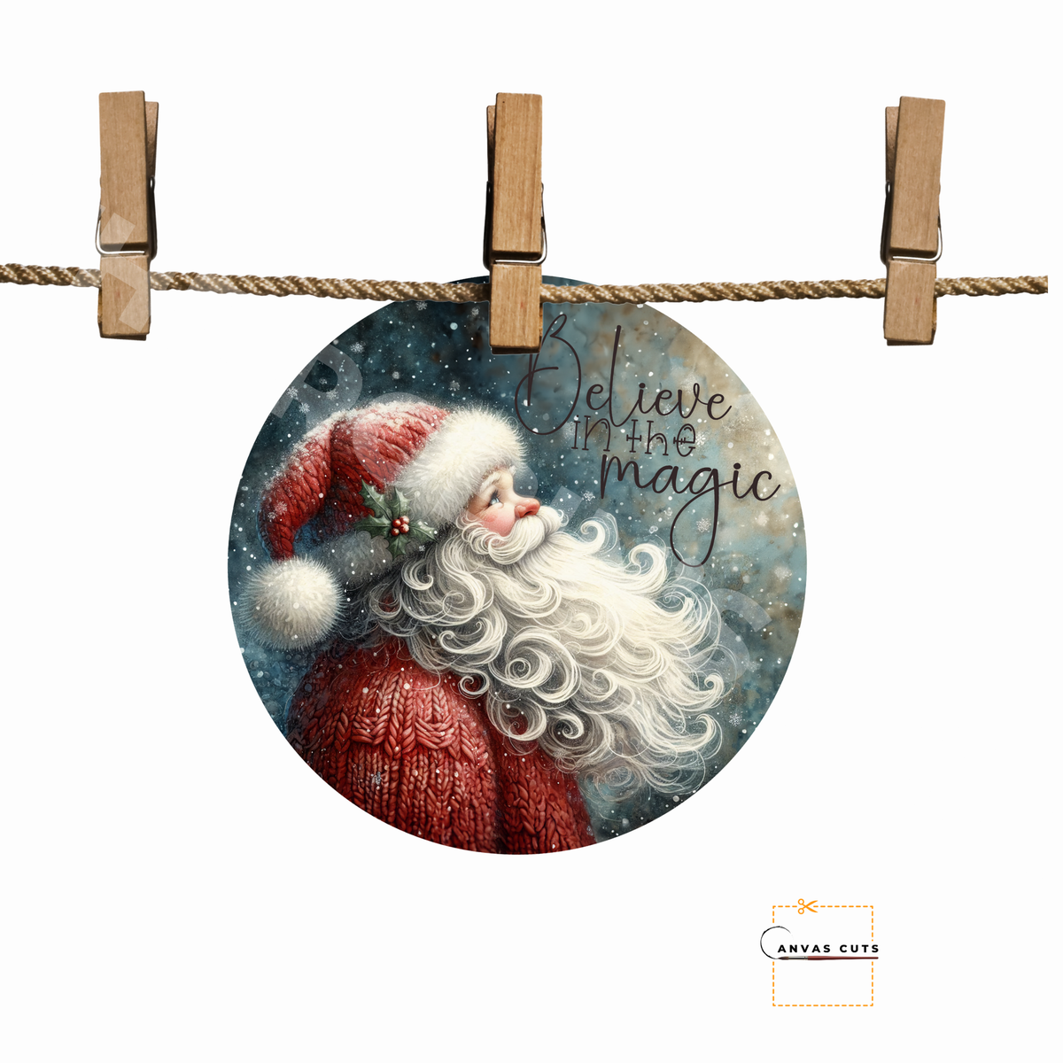 Circle Shape Santa with “Believe in Magic”
