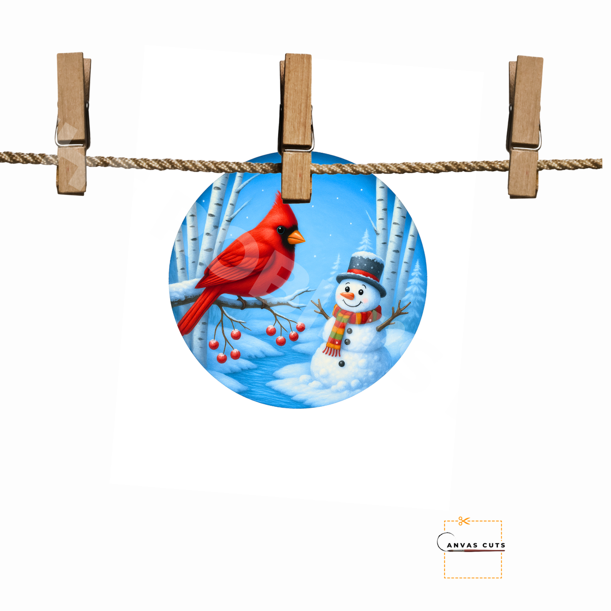 Snowman and Cardinal – Winter Crafting Canvas for Door Hangers, Wreaths & Christmas Signs