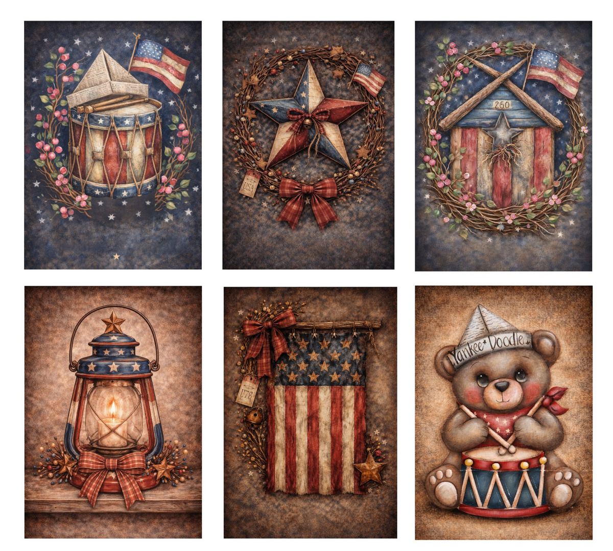 Primitive Americana Canvas Bundle for DIY Patriotic Decor | Craft Show & Farmhouse Designs
