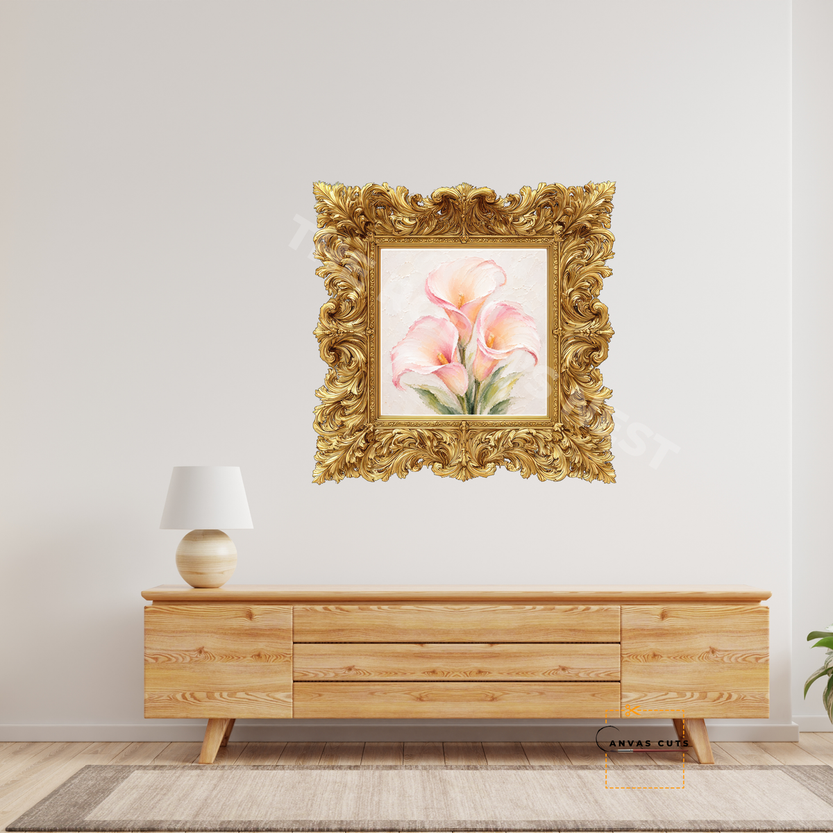 Blush Calla Lily Canvas Cut | Textured Floral Fine Art Print