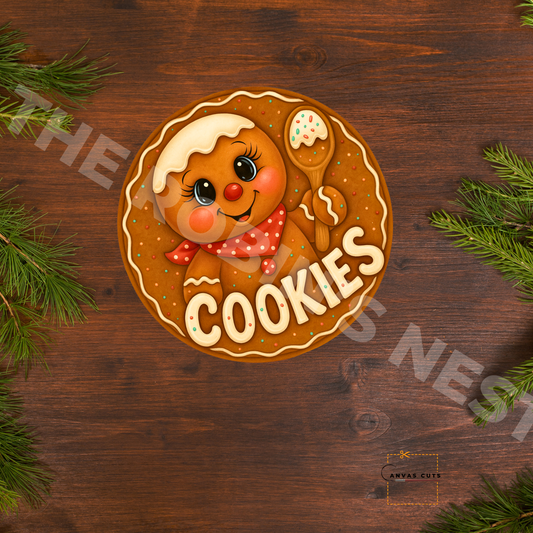 Gingerbread Cookies with Spoon  Printed Fine Art Canvas for DIY Crafting, Home Décor & Craft Shows