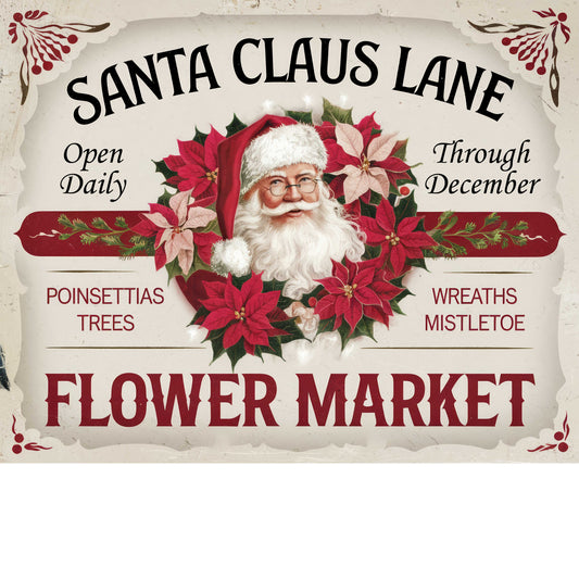 Santa Claus Lane Flower Market Canvas