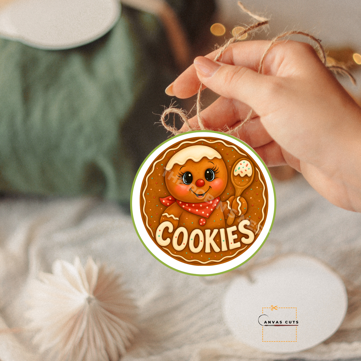 Gingerbread Cookies with Spoon  Printed Fine Art Canvas for DIY Crafting, Home Décor & Craft Shows