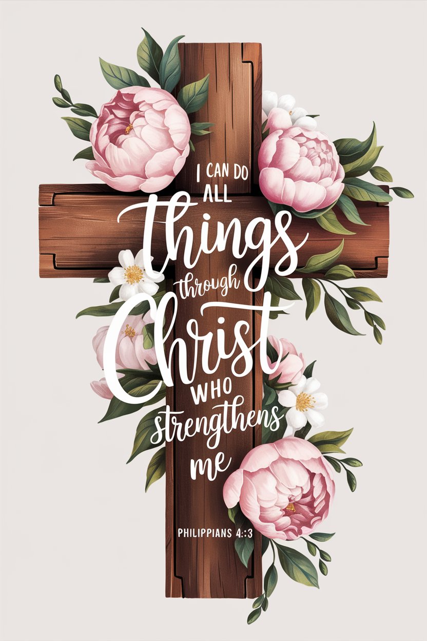 Spring - Cross Christ Strengthens Fabric Canvas
