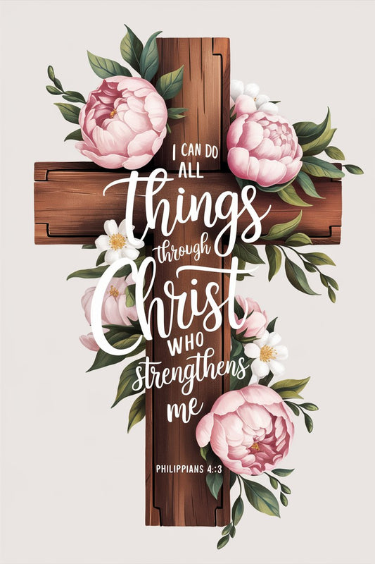 Spring - Cross Christ Strengthens Fabric Canvas