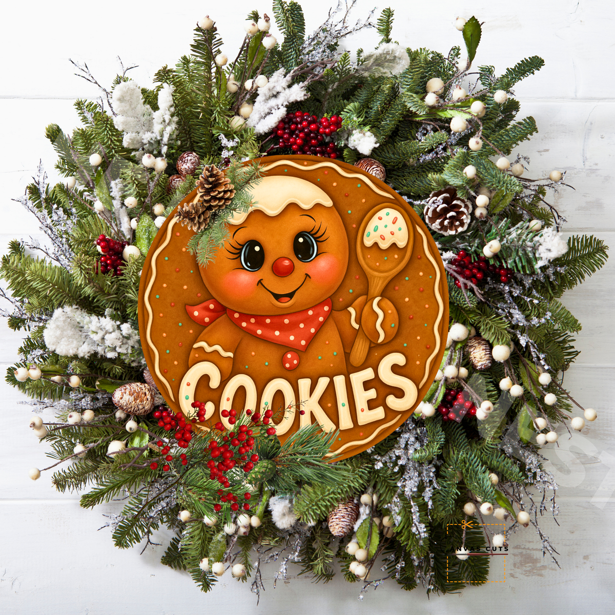 Gingerbread Cookies with Spoon  Printed Fine Art Canvas for DIY Crafting, Home Décor & Craft Shows