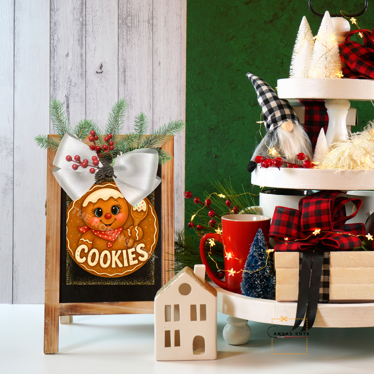 Gingerbread Cookies with Spoon  Printed Fine Art Canvas for DIY Crafting, Home Décor & Craft Shows