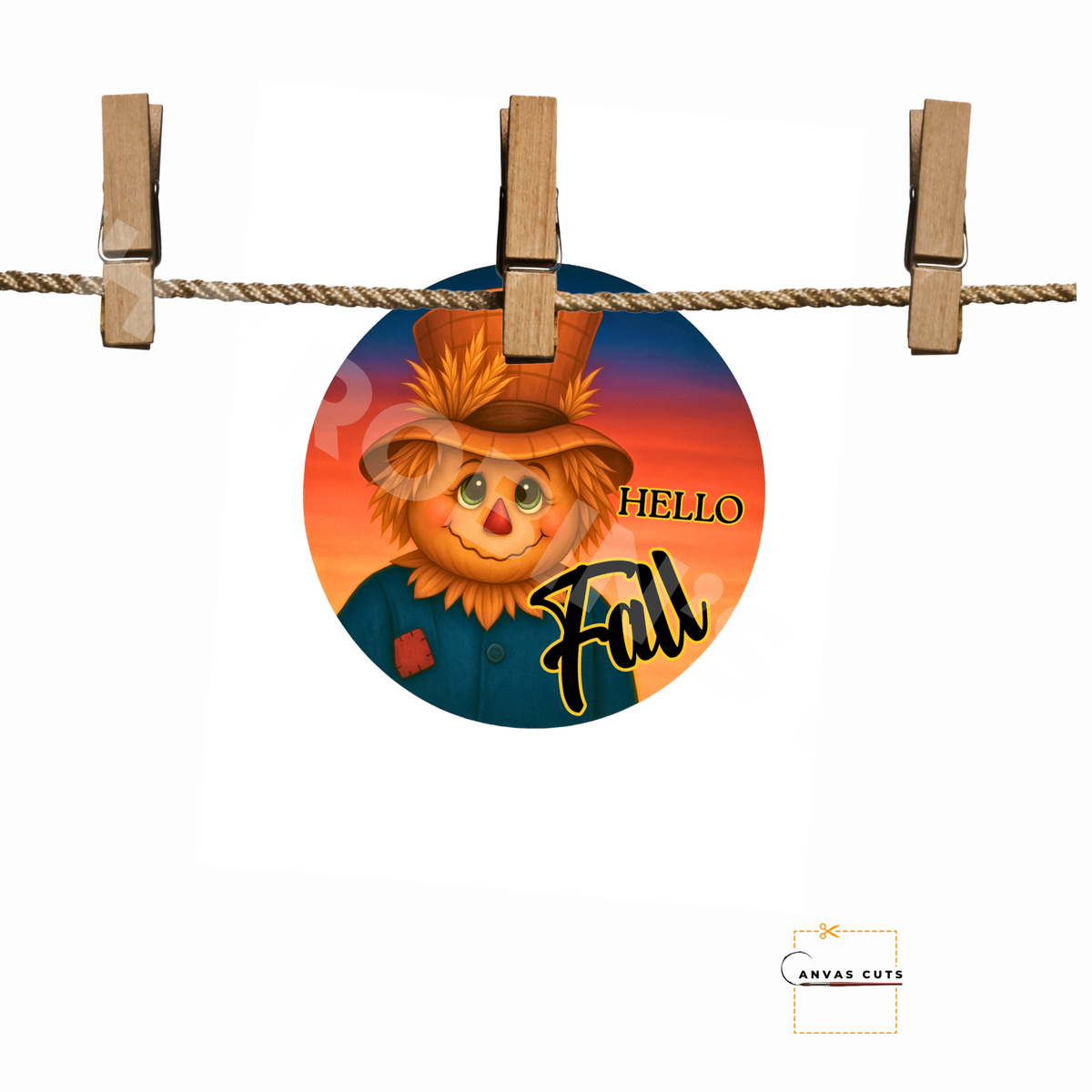"Hello Fall" Scarecrow – Autumn Crafting Canvas for Door Hangers, Porch Signs & Wreath Accents