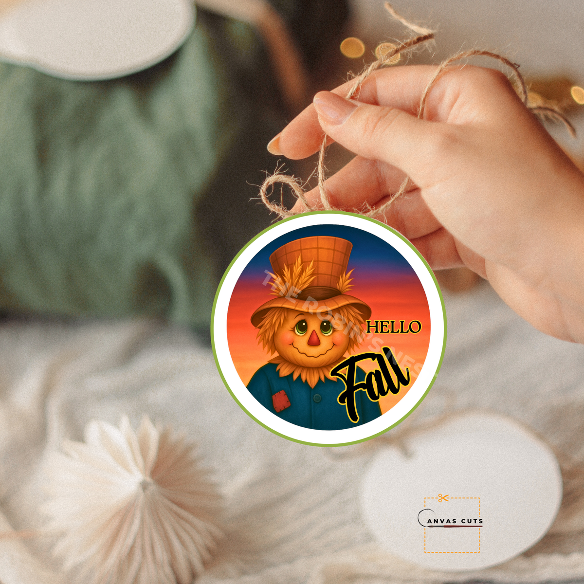 "Hello Fall" Scarecrow – Autumn Crafting Canvas for Door Hangers, Porch Signs & Wreath Accents