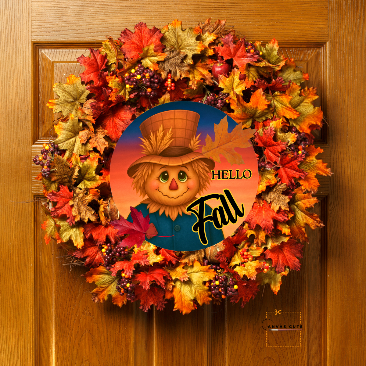 "Hello Fall" Scarecrow – Autumn Crafting Canvas for Door Hangers, Porch Signs & Wreath Accents