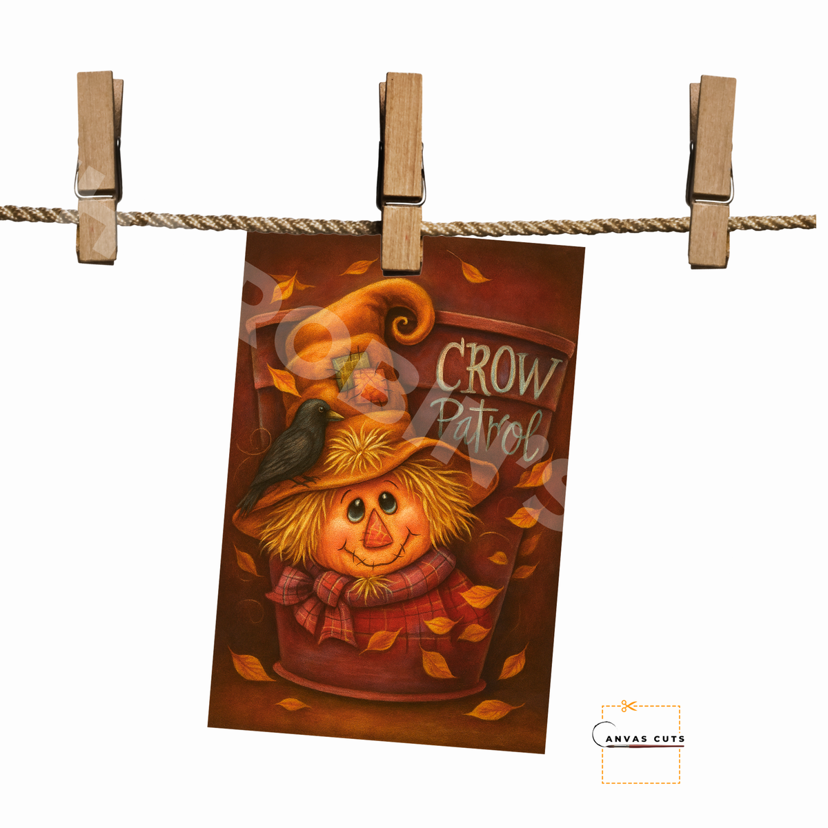 Crow Patrol Scarecrow – Personalizeable Canvas Cut for DIY Crafting, Fall Décor & Craft Shows
