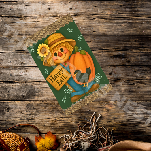 Happy Fall with Pumpkin and Green Background – Personalizeable Canvas Cut for DIY Crafting, Autumn Décor & Craft Shows