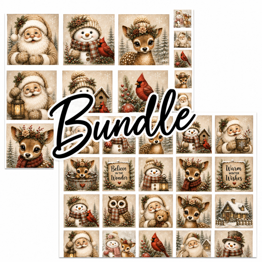 Snowmen, Santas & Woodland Christmas Canvas Bundle – 37 Pieces (Copy)