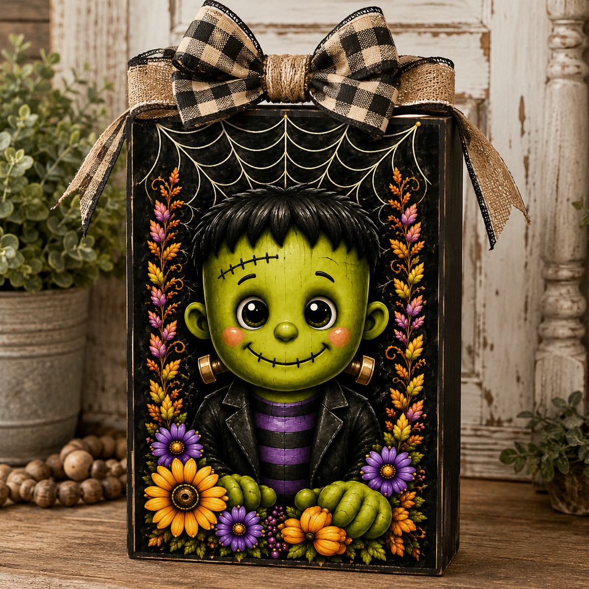 Cute Halloween Frankie Canvas | Halloween Wall Decor DIY Canvas