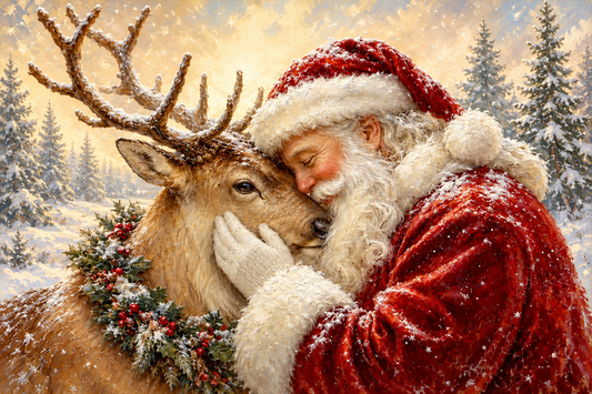 Santa and Reindeer Christmas Canvas Print - DIY Projects - Craft Show Products