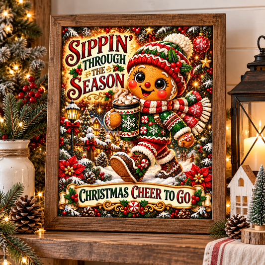 Sippin’ Through the Season Gingerbread — Christmas - Winter Fine Art Canvas