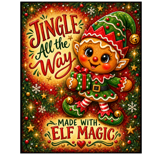 Jingle All the Way Gingerbread Elf - Fine Art Canvas
