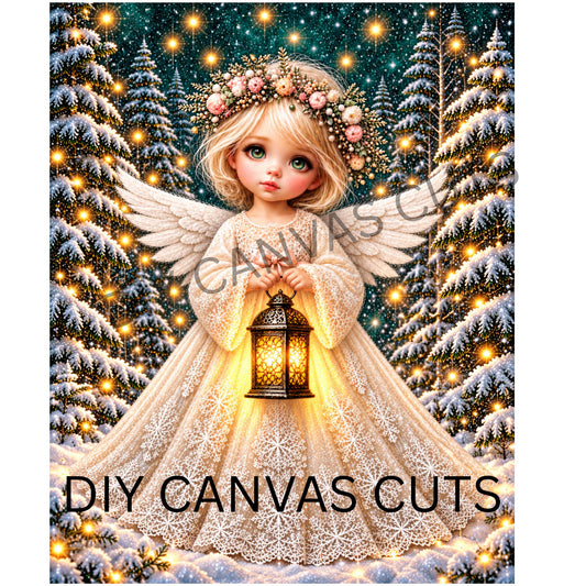 Winter Angel with Lantern - Fine Art Canvas