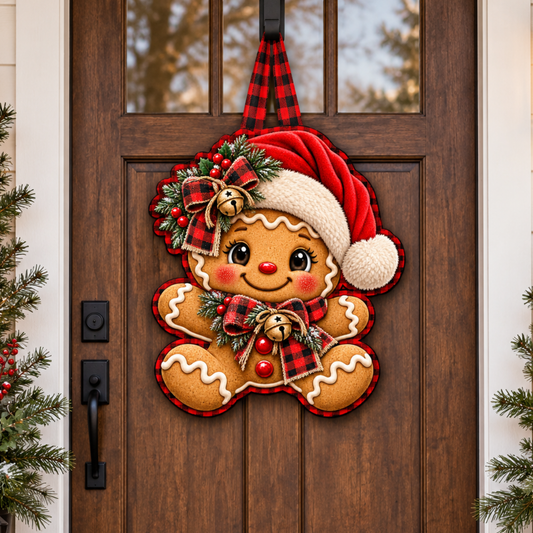 Santa Gingerbread   Door Hanger Christmas Canvas Cut - 16" Winter Canvas for DIY Door Hangerbread