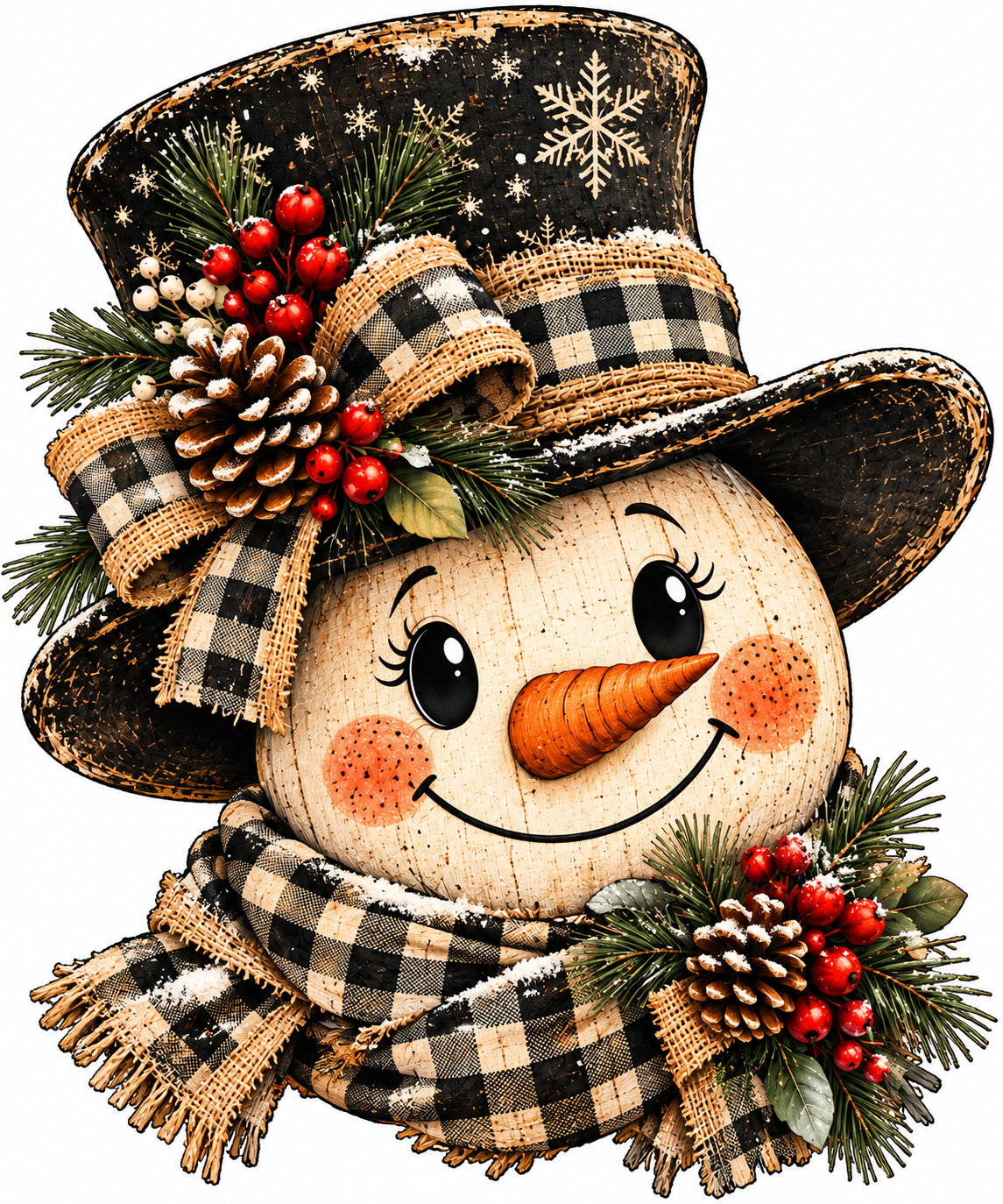 Distressed Snowman Door Hanger Canvas Cut - 16" Winter Canvas for DIY Door Hanger