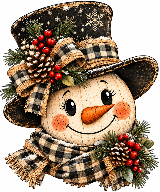 Distressed Snowman Door Hanger Canvas Cut - 16" Winter Canvas for DIY Door Hanger