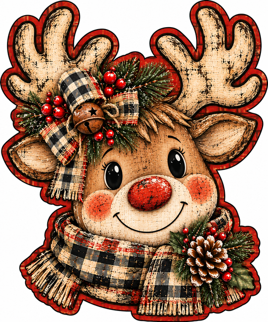 Reindeer Door Hanger Christmas Canvas Cut - 16" Winter Canvas for DIY Door Hange
